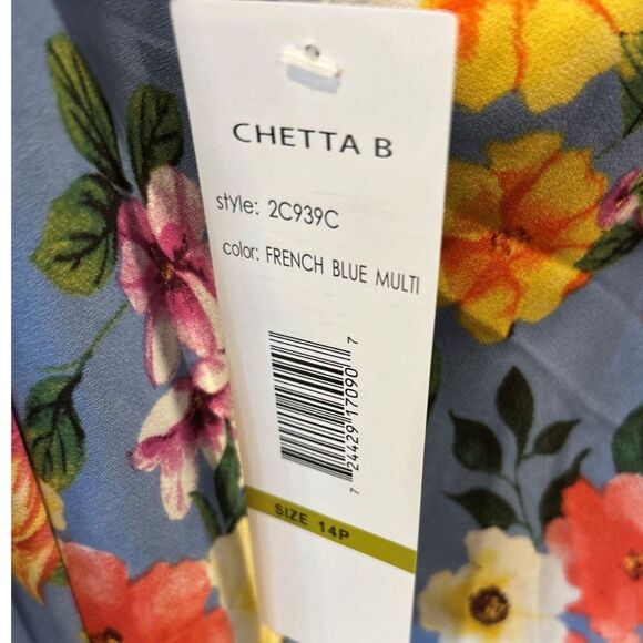 Chetta B Blue Floral Dress - Size 14P - NWT - Picture 3 of 5